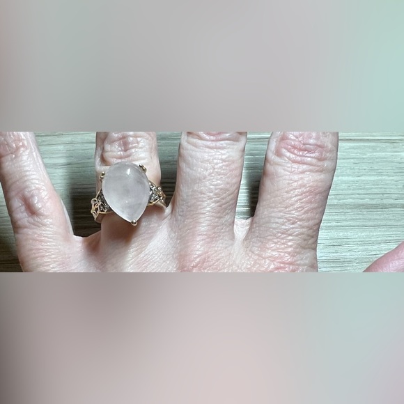 Designer Signed Gems en Vogue Palladium/Sterling Silver Rose Quartz Ring, Size 5 - Picture 7 of 9